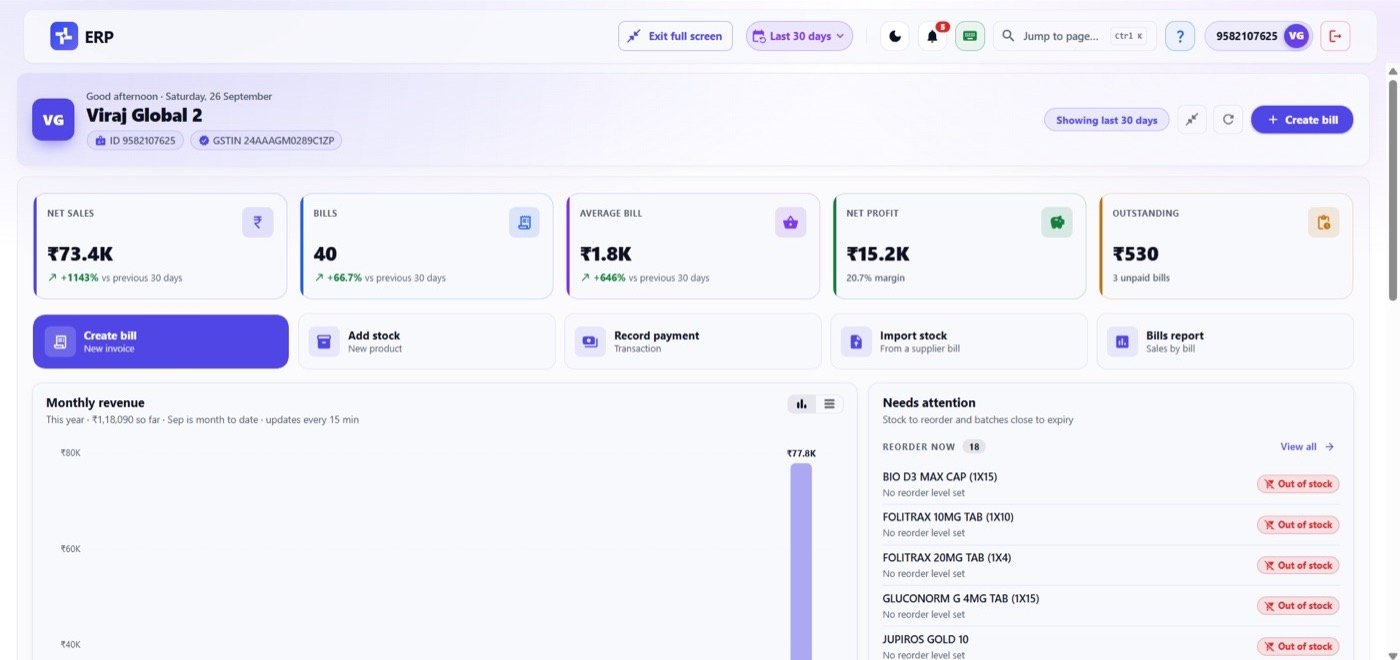 Live billing dashboard with real-time sales metrics